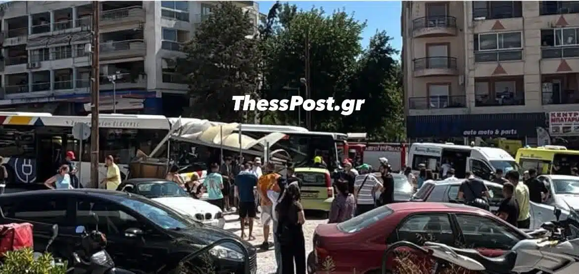 Θεσσαλονίκη: Ηλεκτρικό λεωφορείο έπεσε πάνω σε στάση – 4 τραυματίες 4 leoforeioneapoli 1